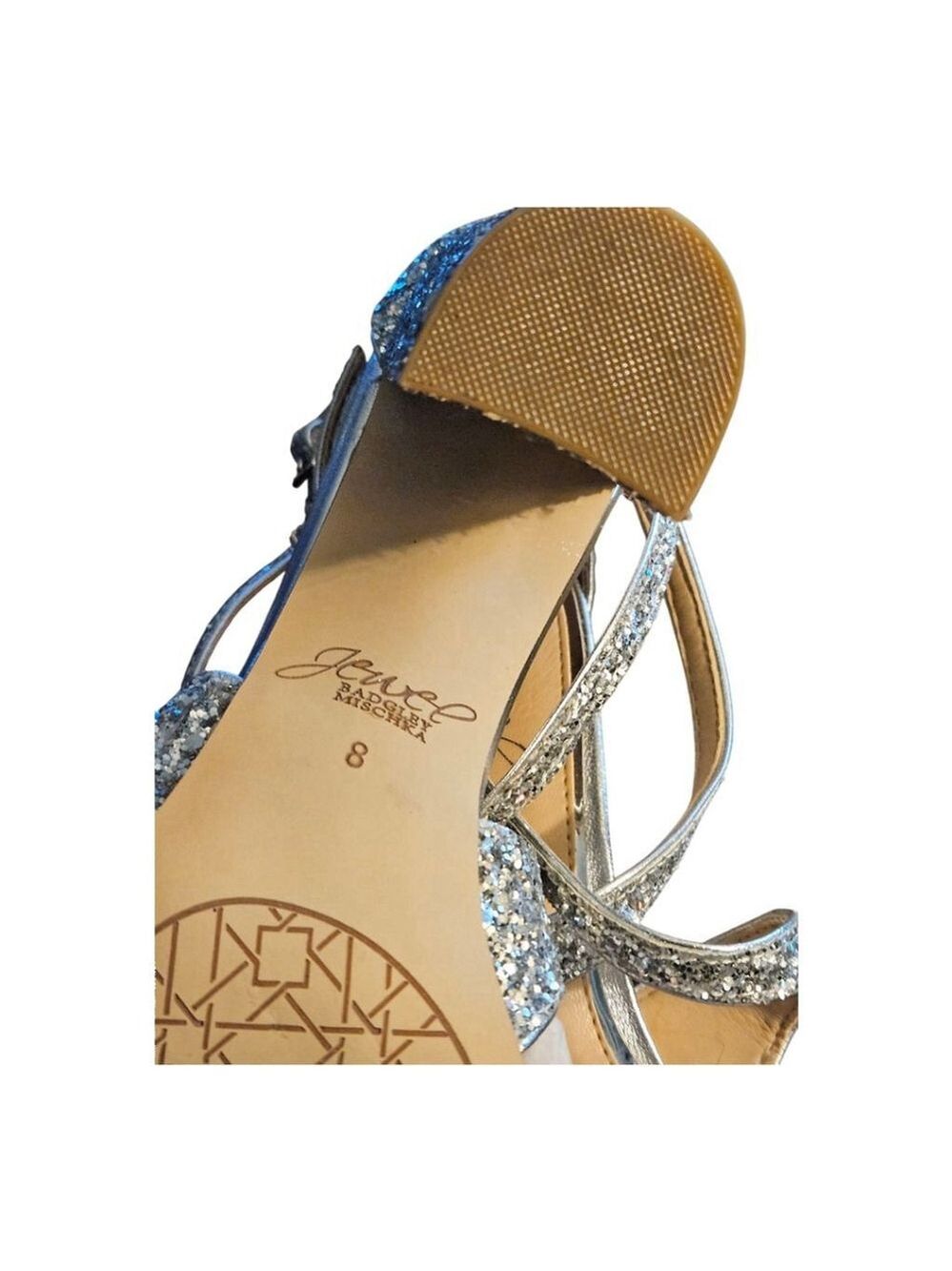 Jewel Badgley Mischka Heels Size 8 Silver Glitter - Picture 6 of 7